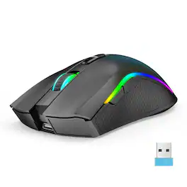 SKRAN - 2.4G Wireless RGB Mouse - 6 DPI (800-4800), 650mAh, Sleek & Easy-to-Use for Office, Gaming & Design (10m Range) - Wireless - Black