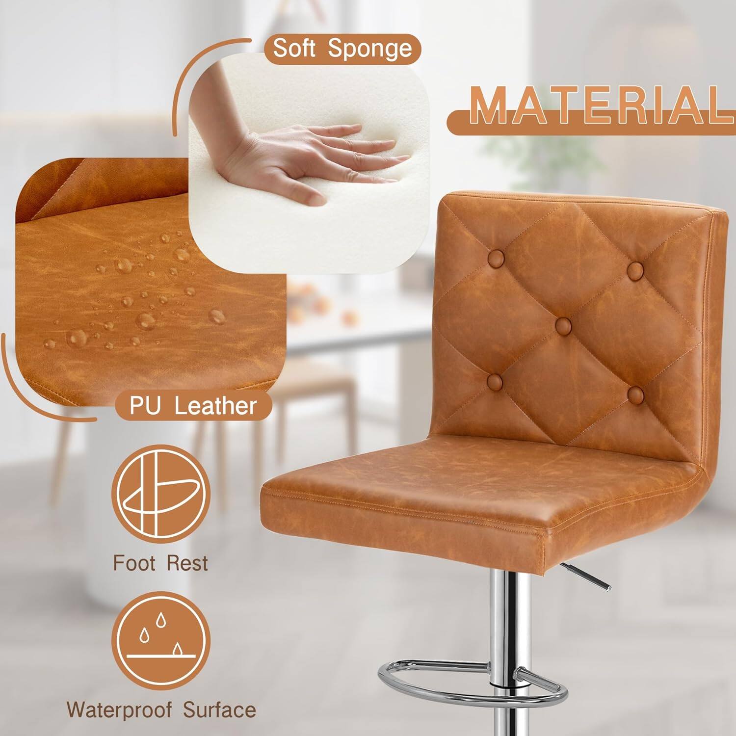 - Soft Sponge
- MATERIAL
- PU Leather
- Foot Rest
- Waterproof Surface