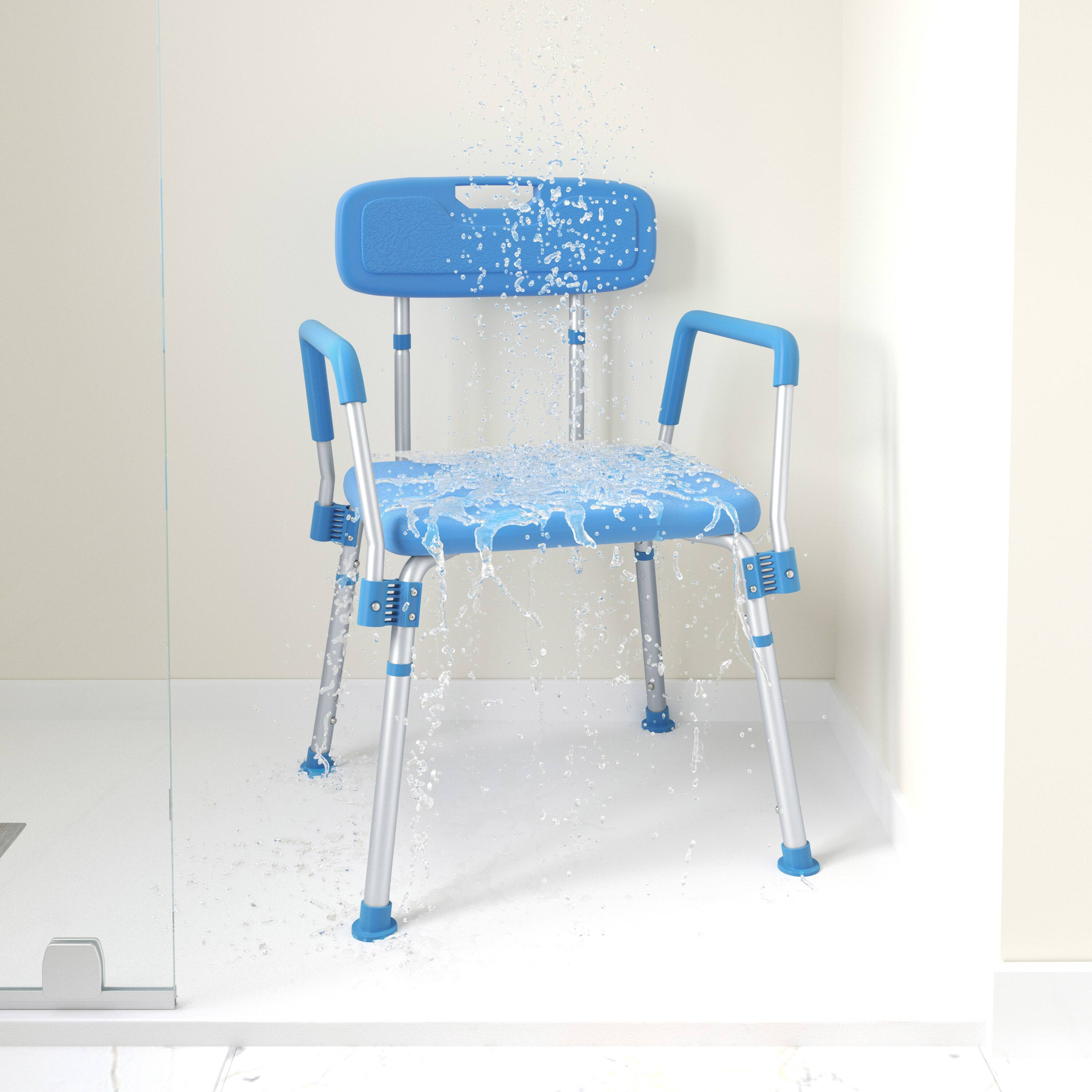 Alt View 1. Emma + Oliver - 300 Lb. Capacity Adjustable Bath & Shower Chair with Depth Adjustable Back - Blue.