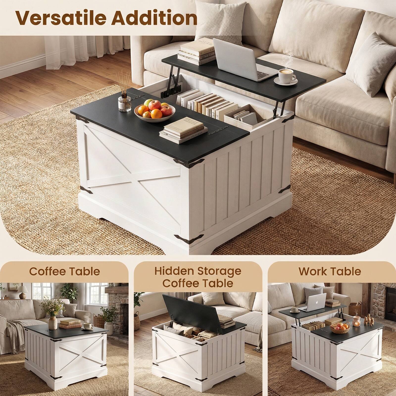 Versatile Addition

Coffee Table  
Hidden Storage Coffee Table  
Work Table