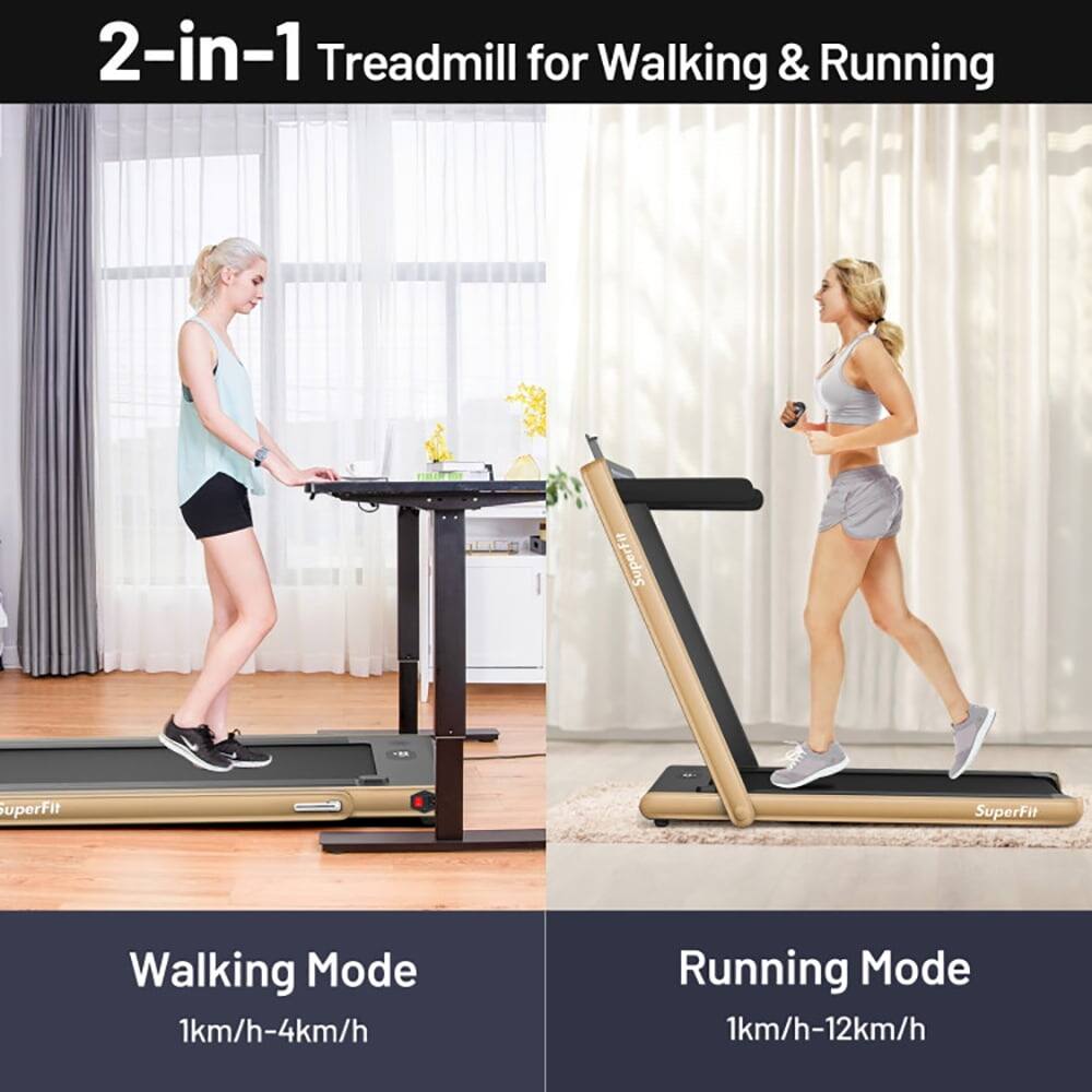 2-in-1 Treadmill for Walking & Running

Walking Mode
1km/h-4km/h

Running Mode
1km/h-12km/h