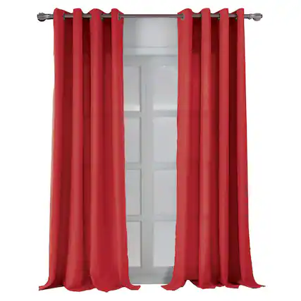 Front. RT Designers Collection - RT Designers Collection Cole Textured Grommet Room Darkening Curtain Panel 54" x 84" Red - Red.