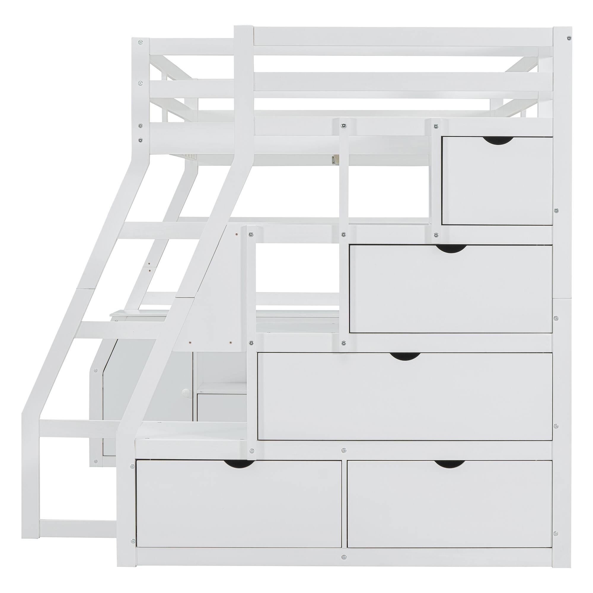 Alt View 6. Tiramisubest - Full Size White Loft Bed with 7 Drawers, 2 Shelves & Desk - Plywood - White.
