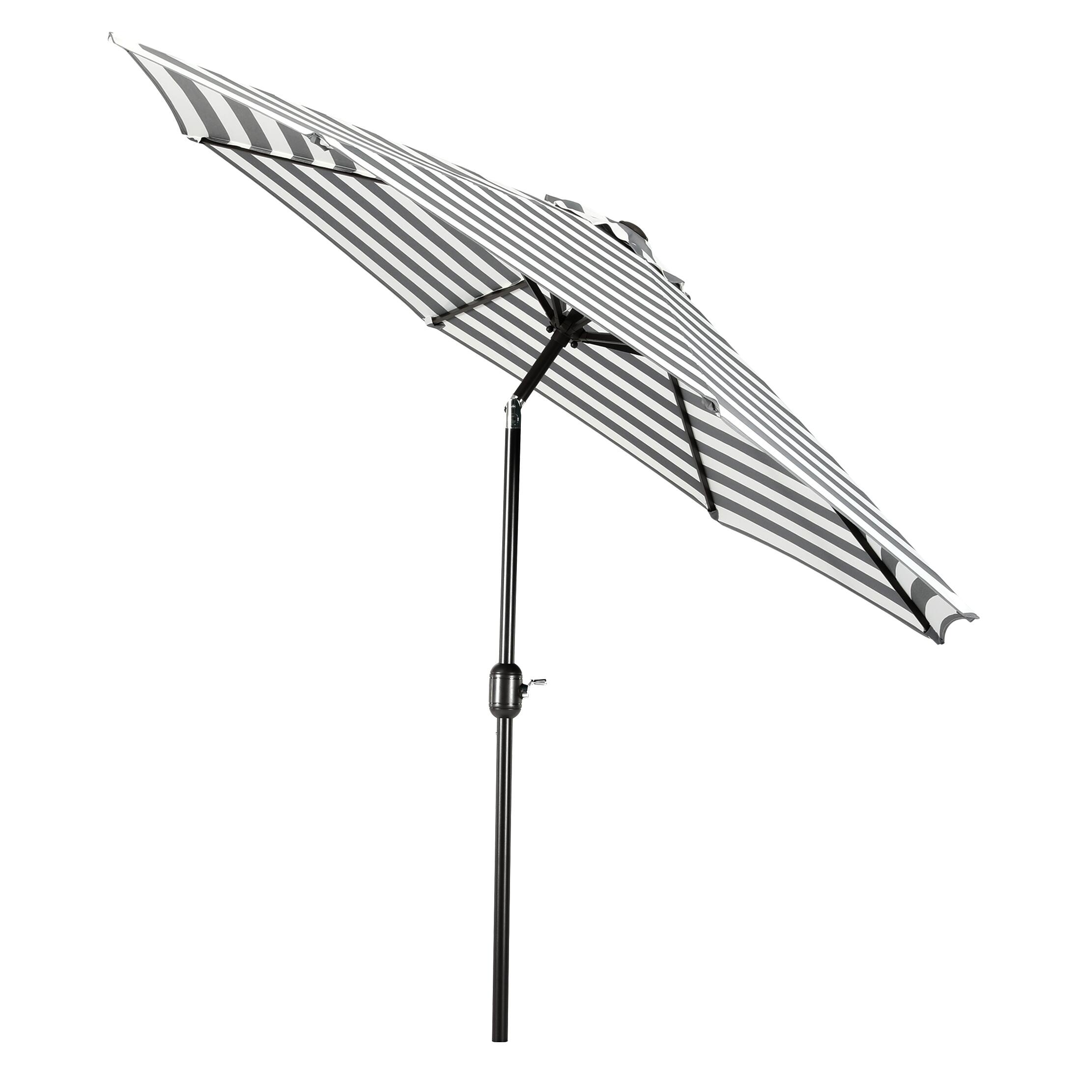 Left. WestinTrends - WestinTrends Paolo 9 ft. Patio Table Umbrella with tilt and crank features - Gray/White.