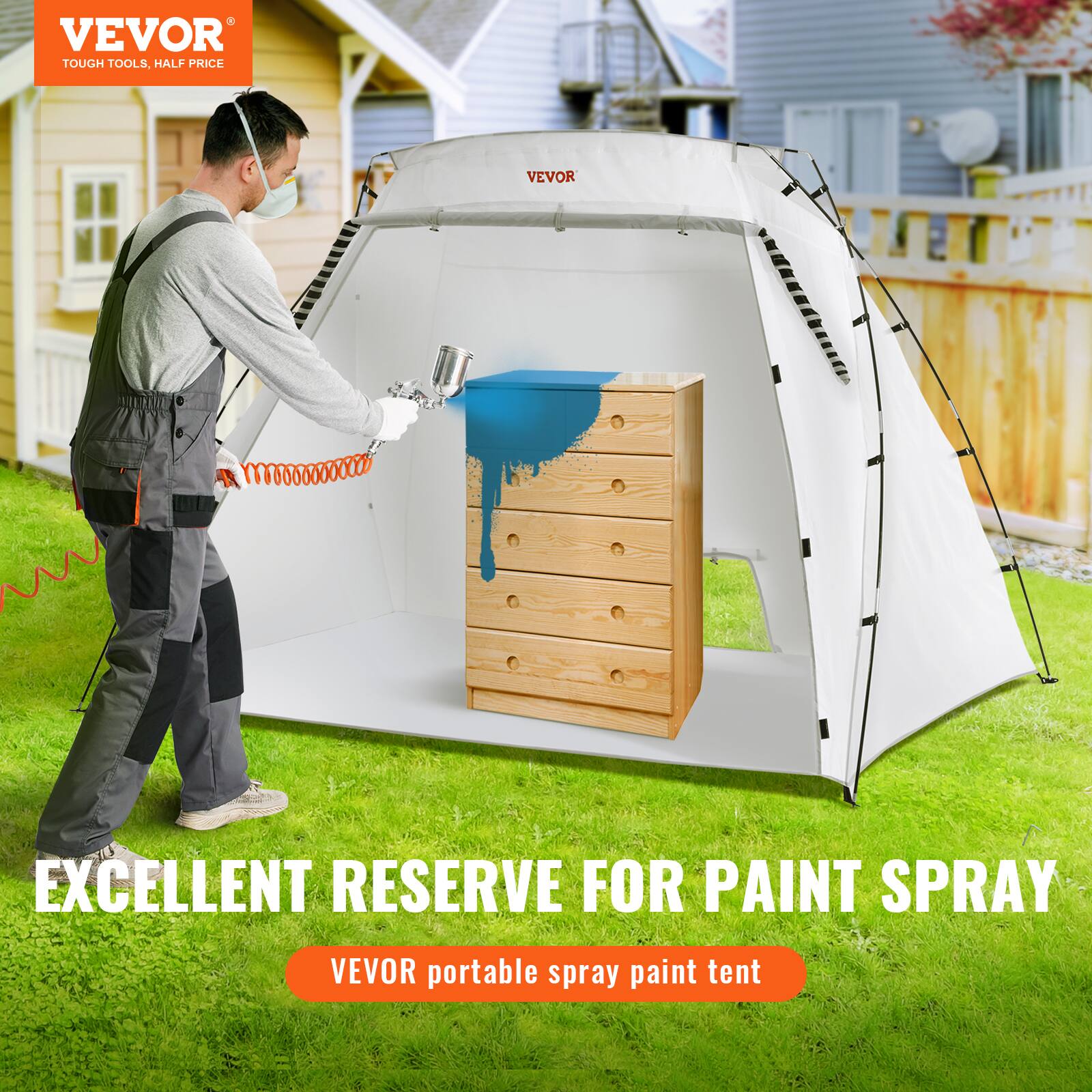 VEVOR TOUGH TOOLS, HALF PRICE  
VEVOR EXCELLENT RESERVE FOR PAINT SPRAY  
VEVOR portable spray paint tent