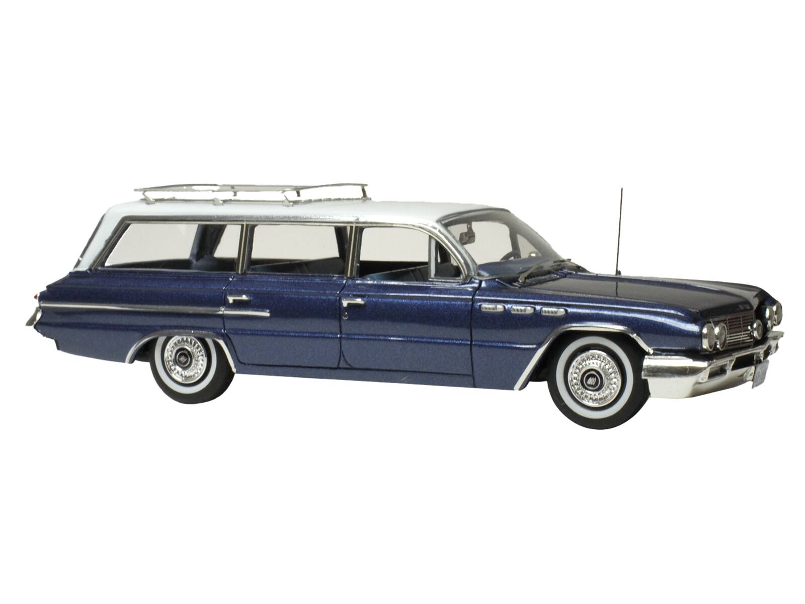 Alt View 1. Goldvarg Collection - 1962 Buick Invicta Station Wagon Cadet Blue Metallic White Top Blue Interior Limited Edition 1/43 - Blue Metallic White.