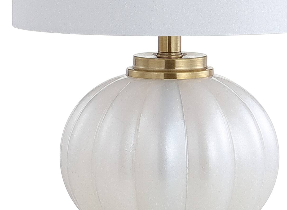 Alt View 4. Jonathan Y - Pearl 17.5" Glass/Crystal LED Table Lamp, White/Brass Gold - White.