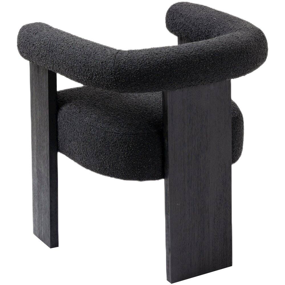 Alt View 2. Meridian Furniture - Barrel Black Boucle Fabric Dining Chair - Black.