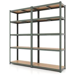 Costway - 2 PCS 5 Tier Adjustable Garage Shelving Unit with 2000 lbs Max Load for Warehouse - Gray