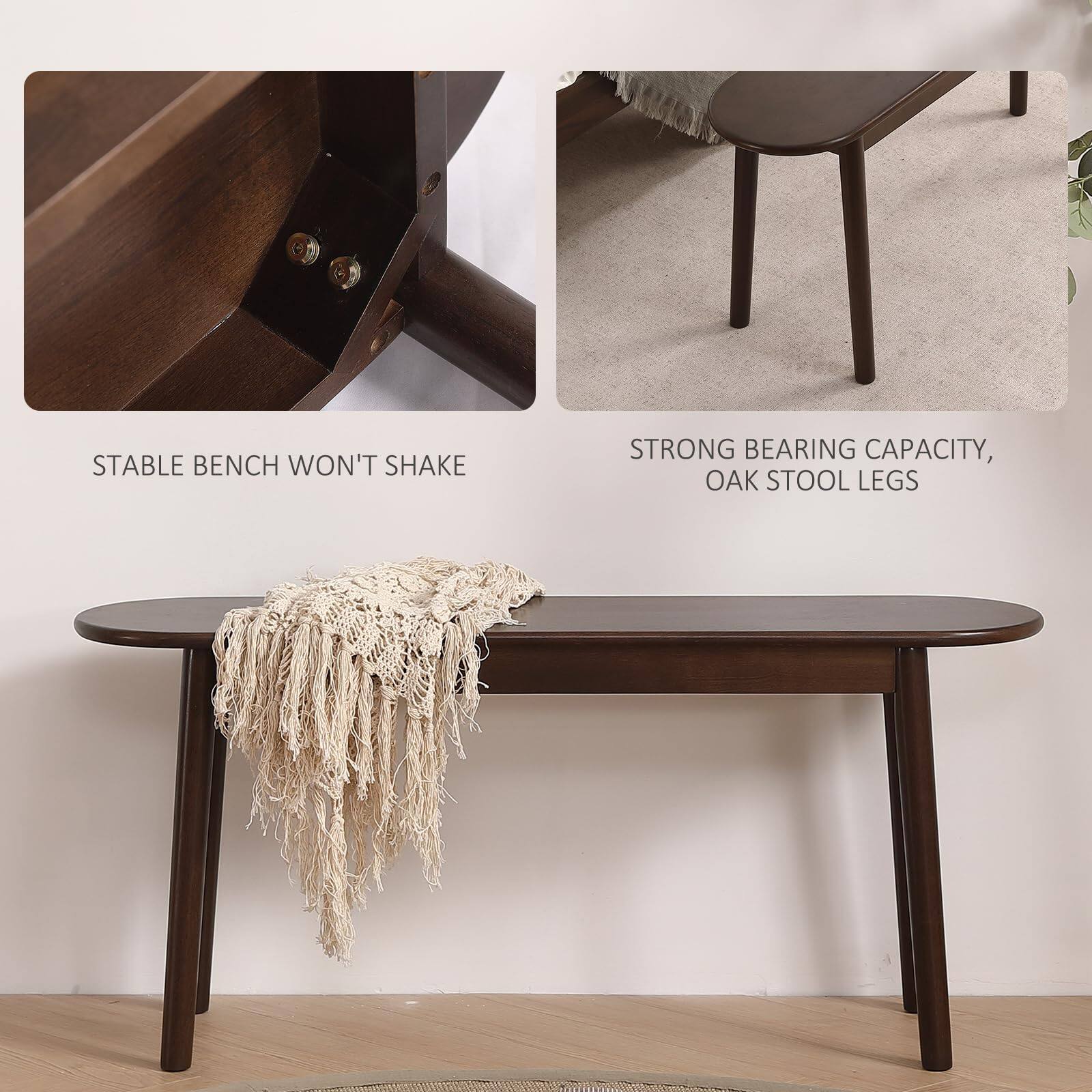 STABLE BENCH WON'T SHAKE

STRONG BEARING CAPACITY, OAK STOOL LEGS