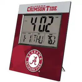 Keyscaper - Alabama Crimson Tide Logo Color Block Digital Desk Clock - Multicolor