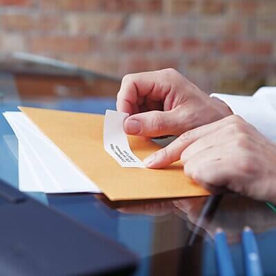 Back. DYMO - LabelWriter 30320 Mailing Address Labels, 3-1/2" x 1-1/8", Black on White, 260 Labels/Roll, 2 Rolls/Box - Black on White.