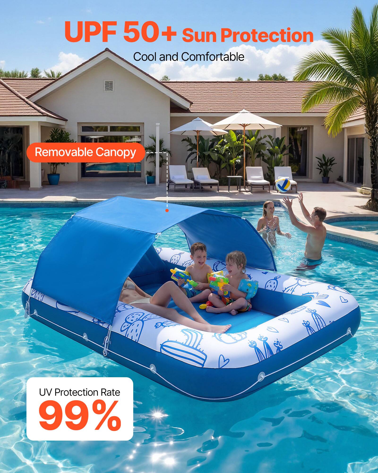 UPF 50+ Sun Protection  
Cool and Comfortable  

Removable Canopy  

UV Protection Rate 99%
