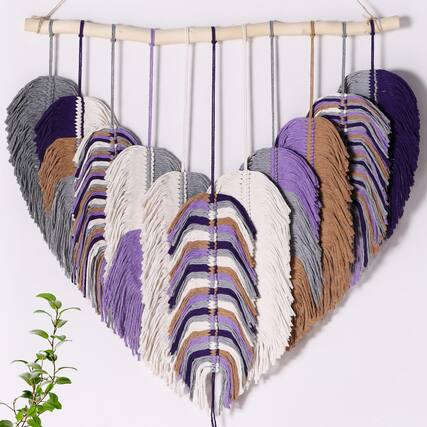 Front. Fabibe - Boho Tapestry for Bedroom, Large Macrame Wall Hanging, Boho Wall Tapestry for Bedroom, Macrame Wall Decor for Living Roo - Purple.