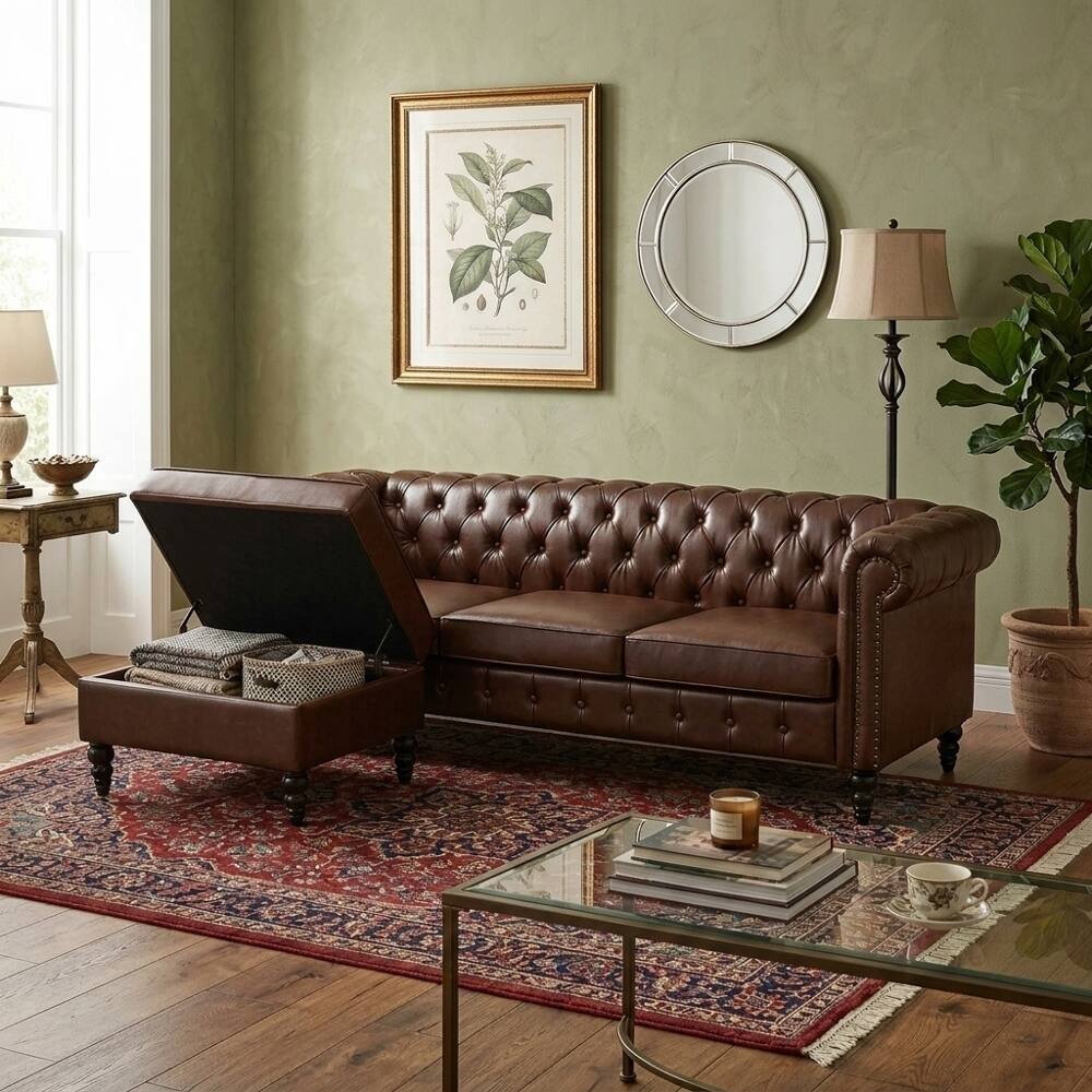 Angle. Loheer - Loheer 85 Inch L-Shaped Sectional Sofa PU Leather Couch 4-Seater - Black.