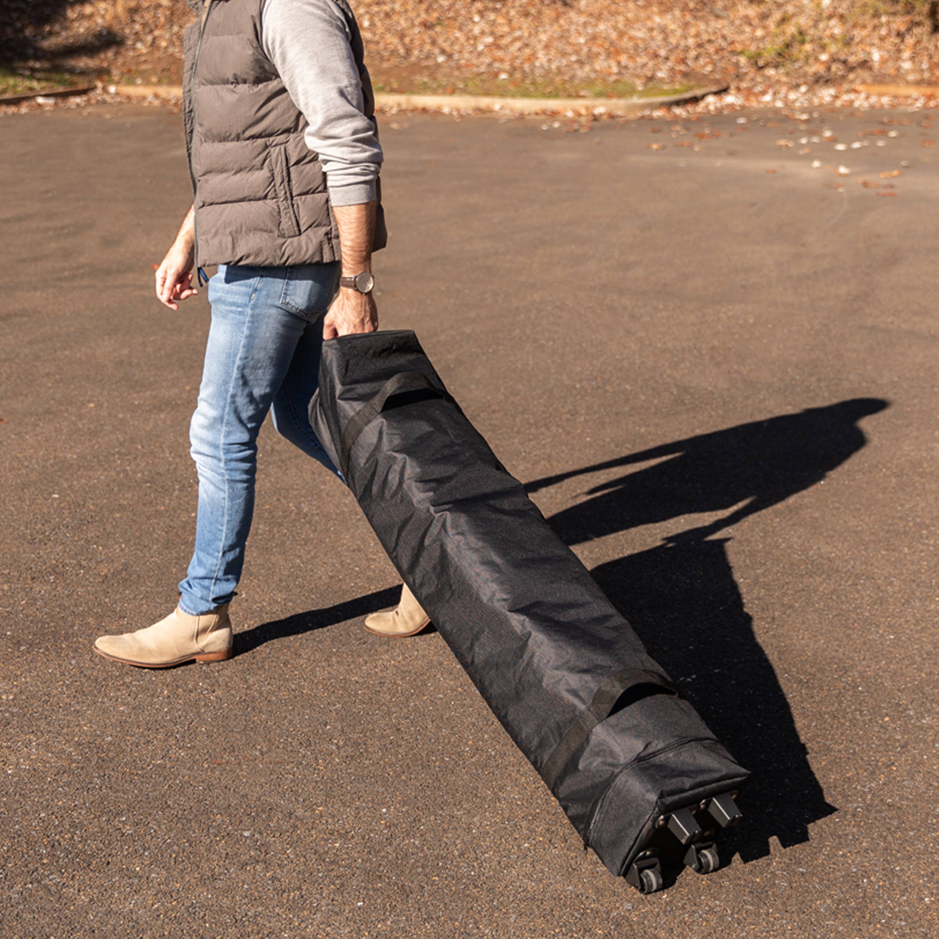 Alt View 4. Emma + Oliver - Ukko 10'x10'  Weather Resistant, UV Coated Pop Up Canopy Tent with Sandbags and Wheeled Case - Black.
