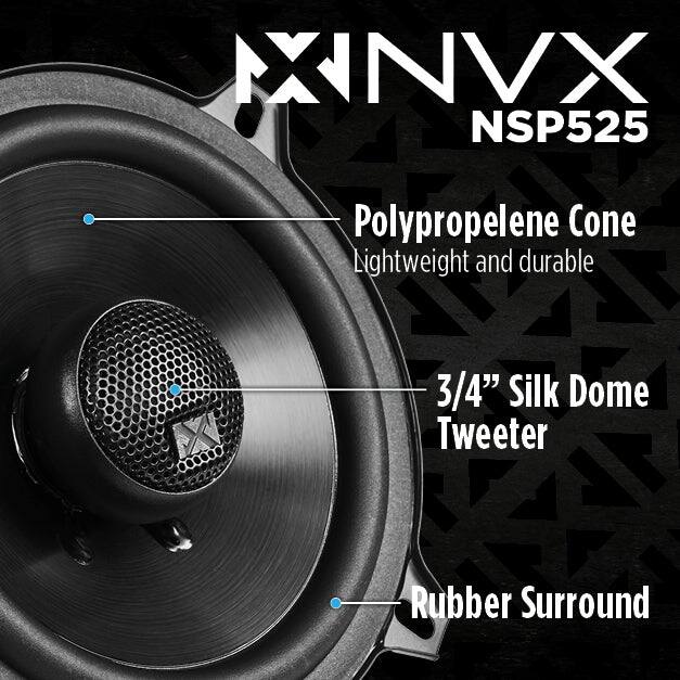 NVX NSP525 Polypropylene Cone Lightweight and durable 3/4" Silk Dome Tweeter Rubber Surround