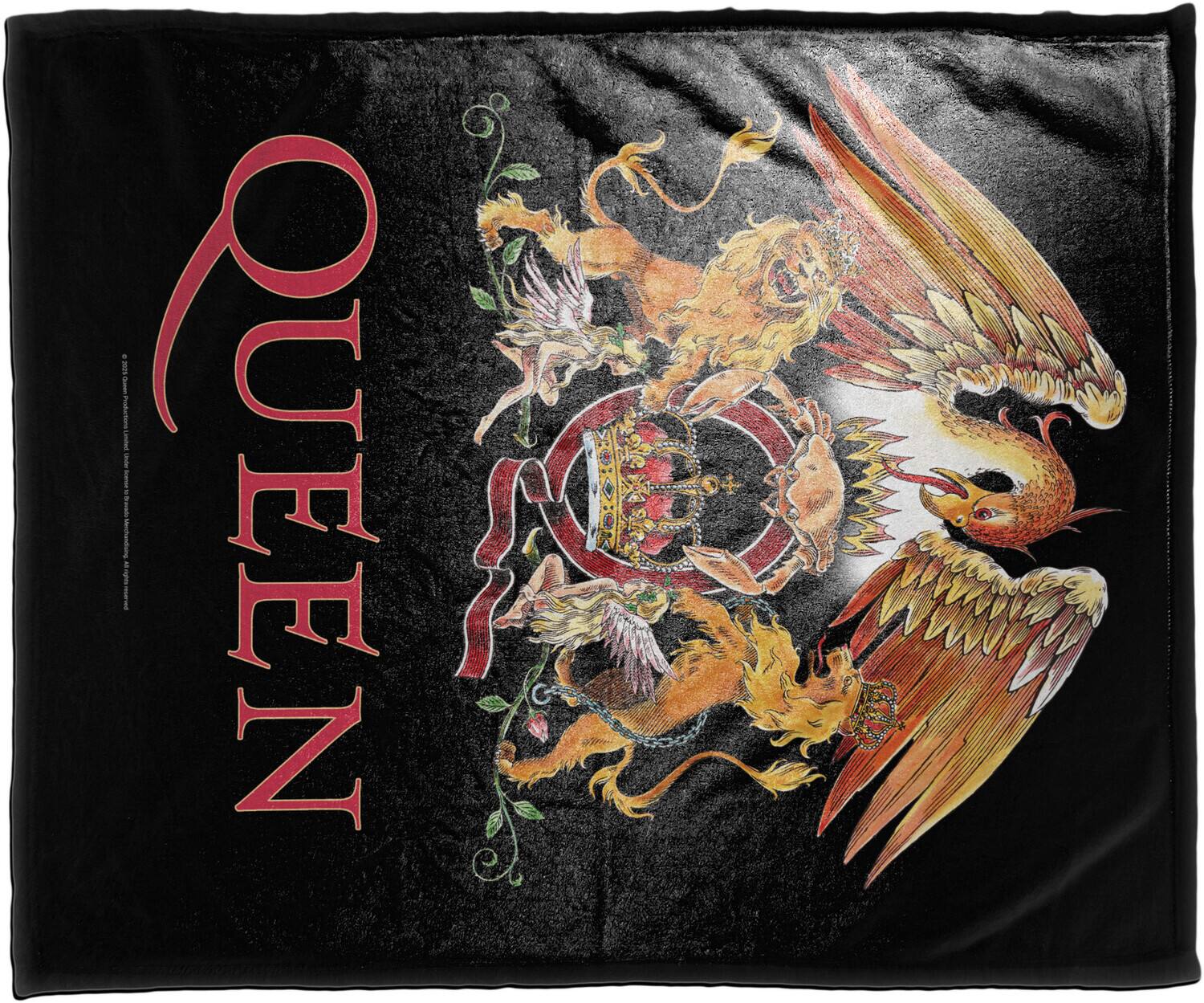 Alt View 3. PopMarket - Queen - Rocksax - Queen - Crest - Sherpa Fleece Throw (50 in x 60 in) - Multicolor.
