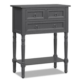 Kadyn - Narrow Console Table with 3 Storage Drawers and Open Bottom Shelf- Narrow Console Table, Entryway Hall Table - Gray