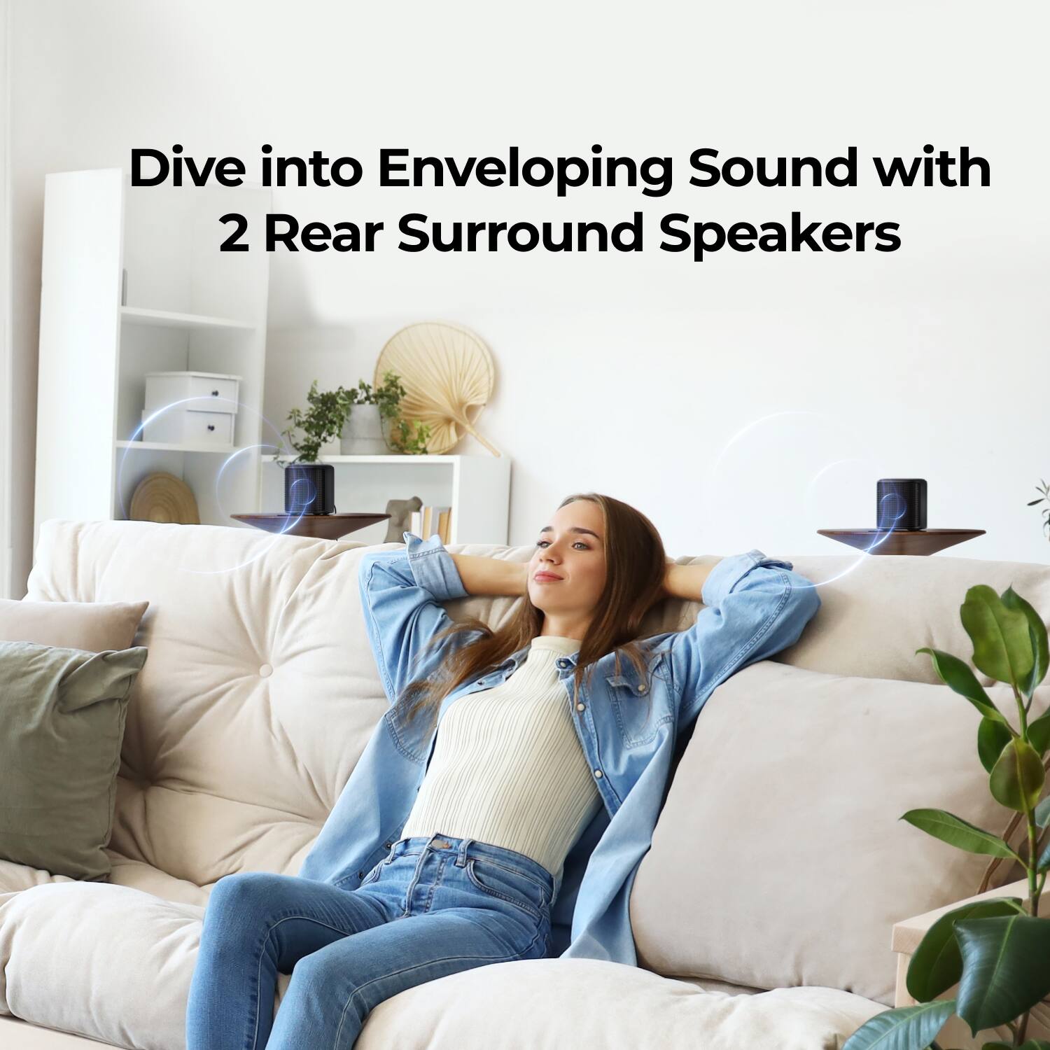 Dive into Enveloping Sound with 2 Rear Surround Speakers