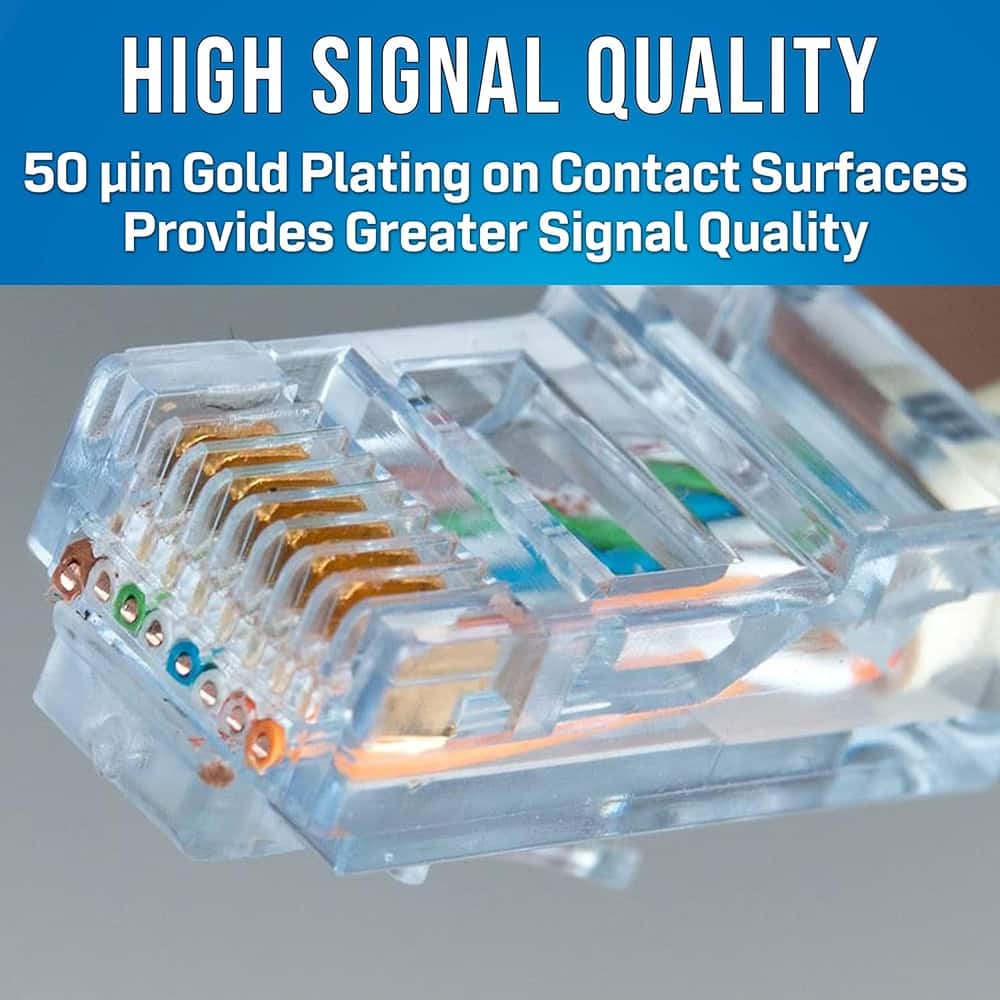 ACJPR - RJ45 CAT5e Pass-Through Connectors for Network Cables, 50-Pack