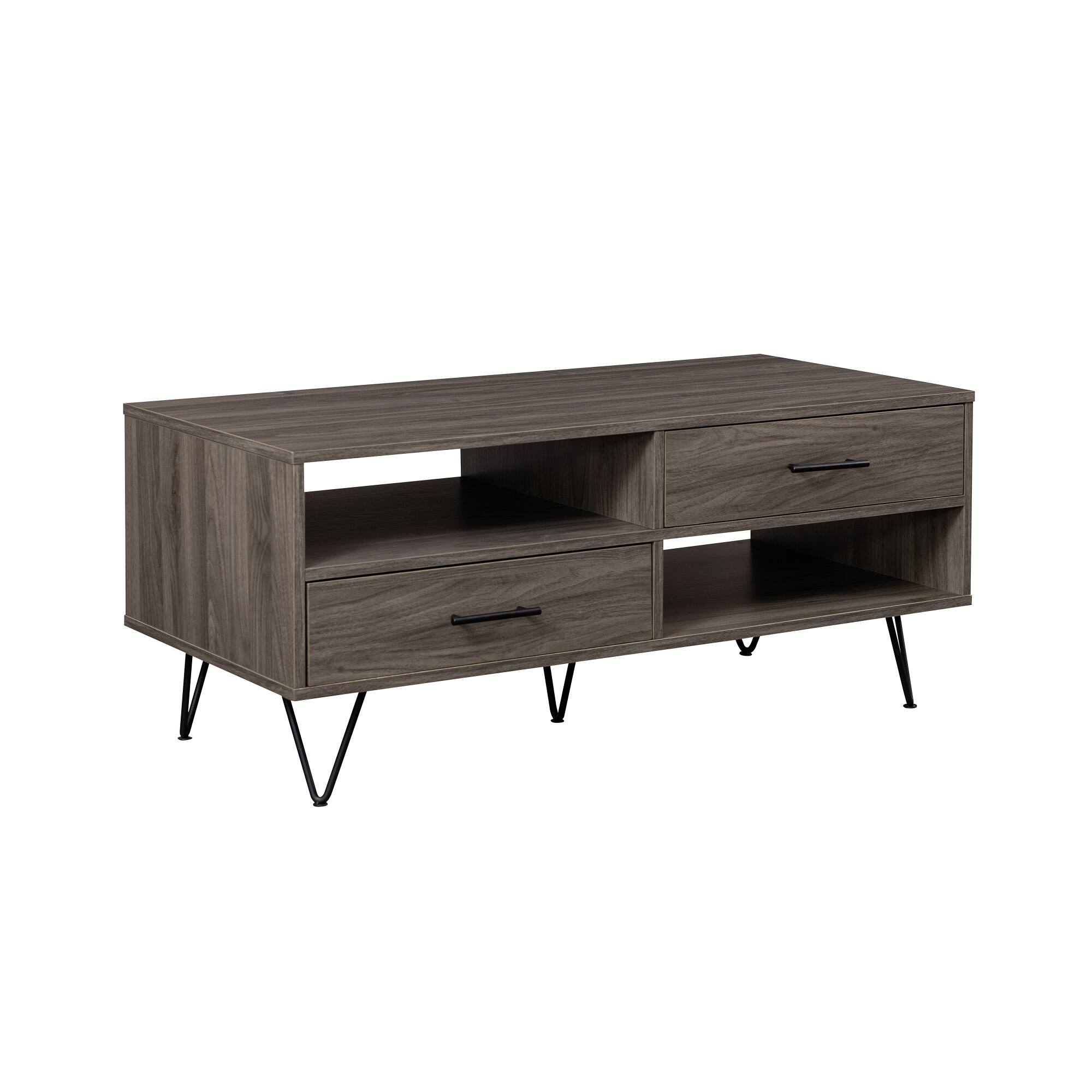 Left. Walker Edison - Contemporary Minimalist 2-Drawer Coffee Table - Slate Grey/Black.