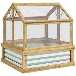 Outsunny - Raised Garden Flower Bed Kit with Greenhouse, Wooden Cold Frame Planter