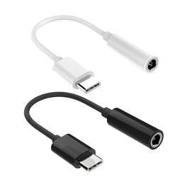 Stock Preferred - 2-Pack USB-C to 3.5mm Headphone Jack Adapter – Type-C Audio Converter for Samsung, iPhone 15, Pixel - Black & White