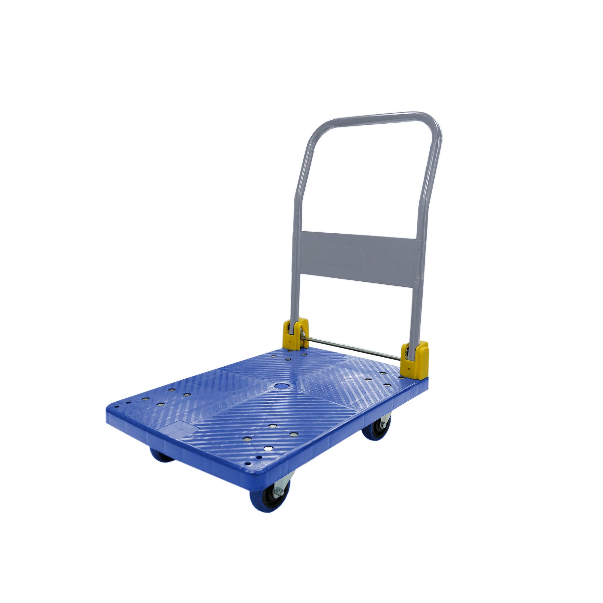 Front. COWLOWN - 880 lbs Foldable Platform Push Hand Truck with 2 Swivel Brake Wheels in Blue - Blue.