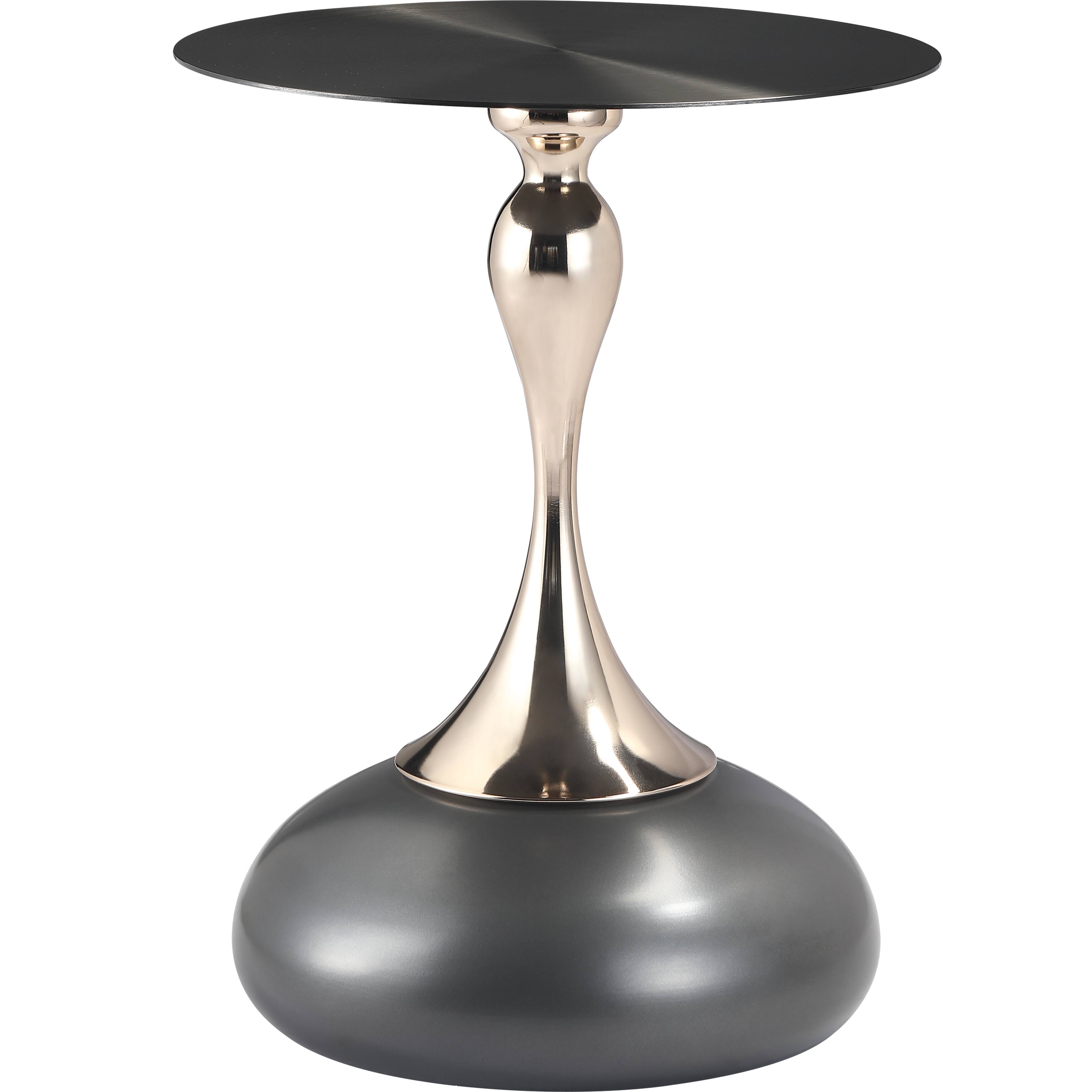 Alt View 2. LeisureMod - Savoy Black Circular Top End Table with Powder Coated Finish for Living Room/Offices - Grey.