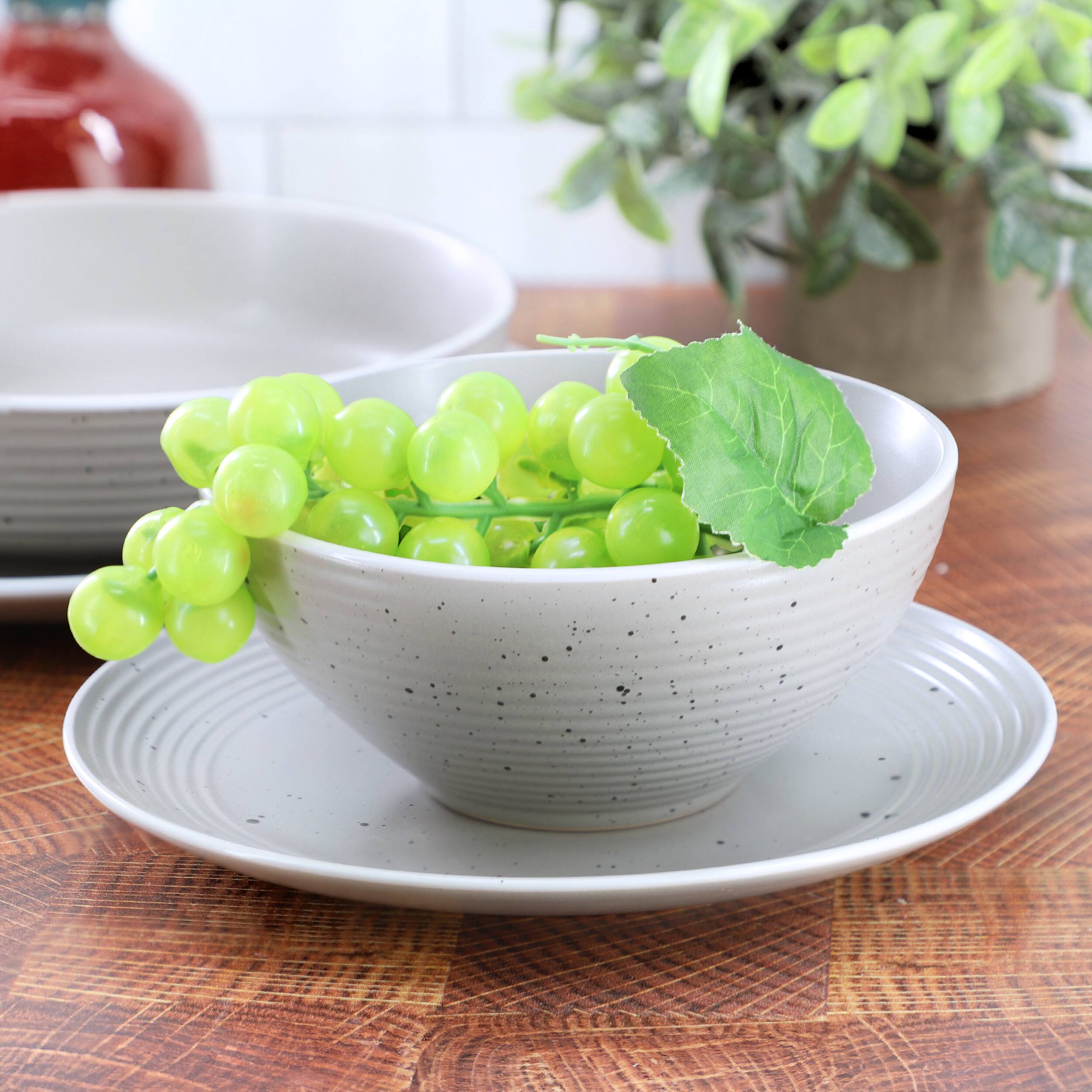 Alt View 5. Elama - Elama Emilia 16 Piece Double Bowl Stoneware Dinnerware Set in Light Gray - Light Gray.