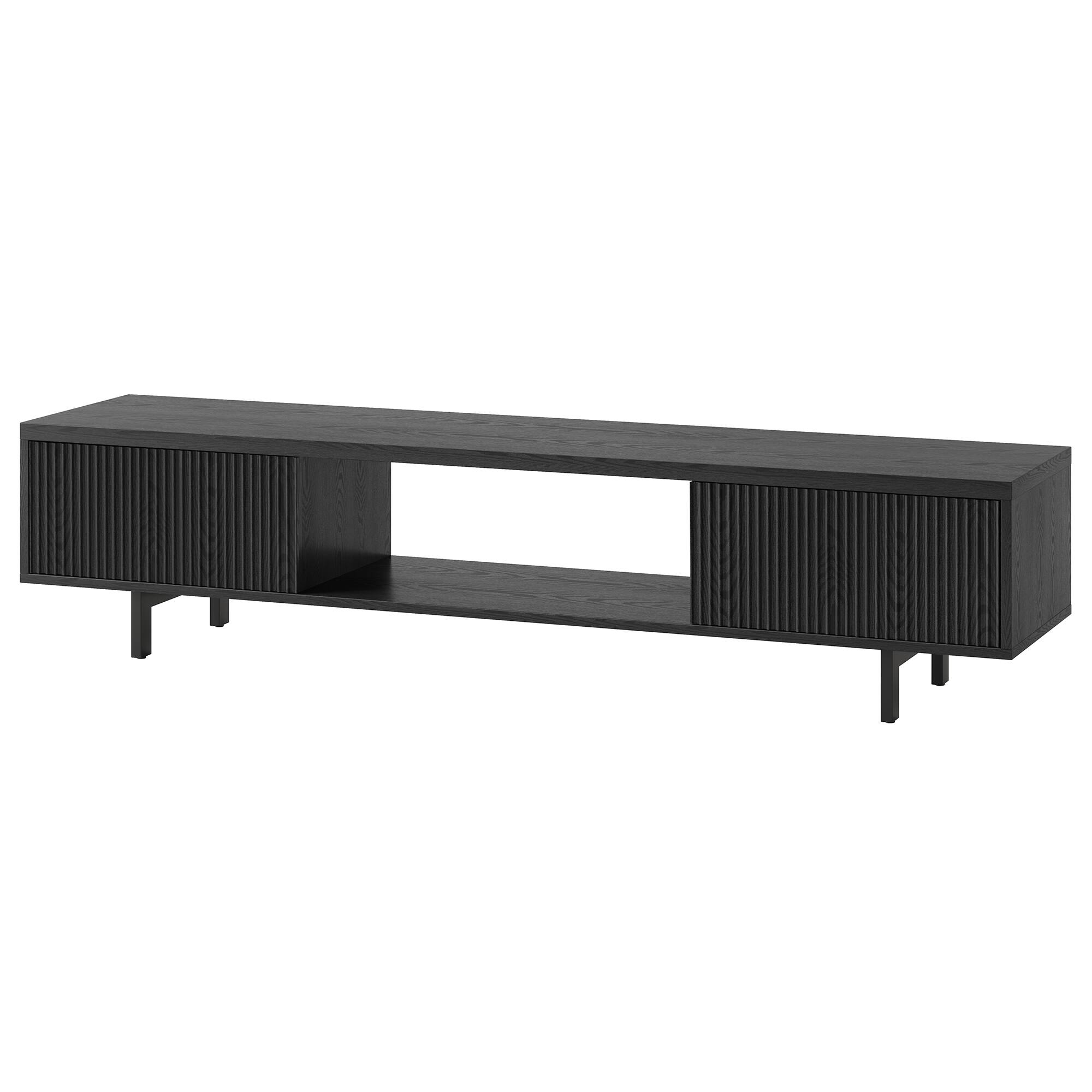 Left. Hudson&Canal - Lucien Rectangular Fluted TV Stand for TV's up to 78" in Black Grain - Black Grain.