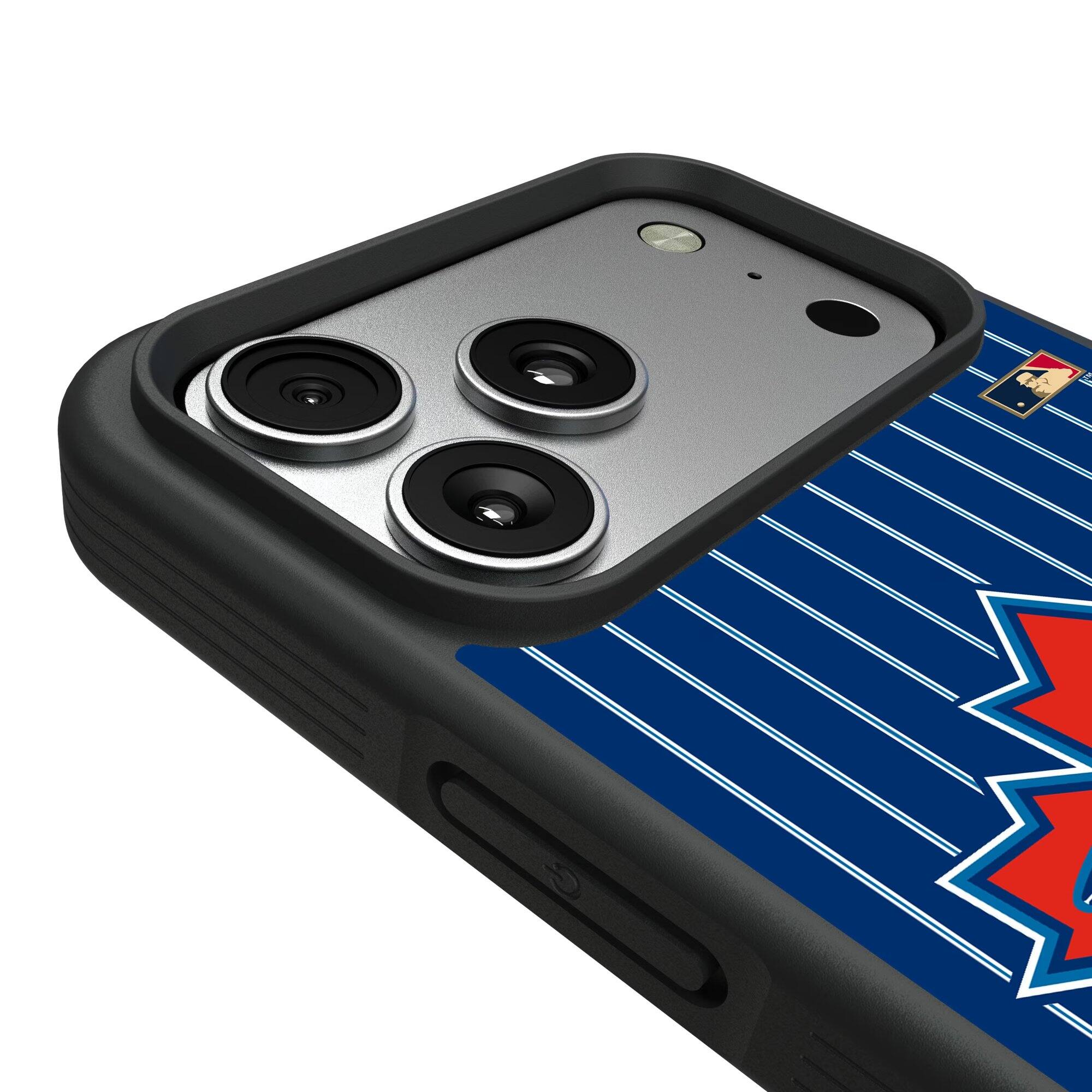 Alt View 2. Keyscaper - Toronto Blue Jays Bump Case with 8.2ft Drop Protection - 15 Pro Max - Multicolor.