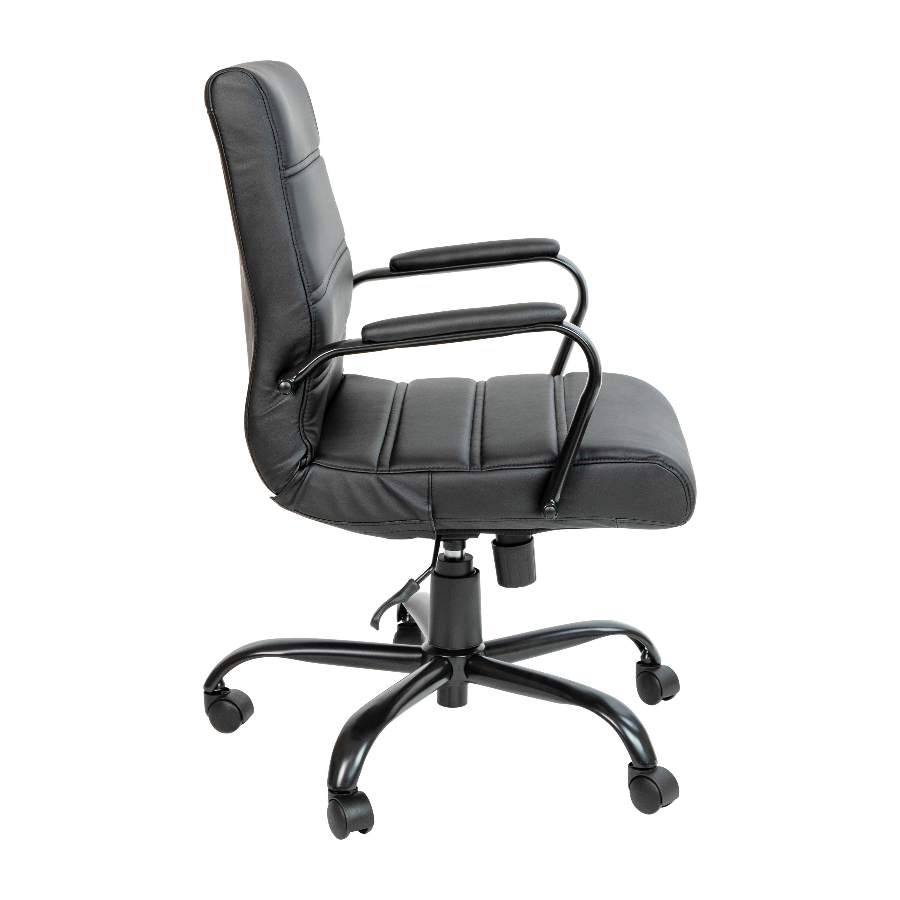 Alt View 6. Emma + Oliver - Mid-Back Executive Swivel Office Chair with Metal Frame and Arms - Black LeatherSoft/Black Frame.