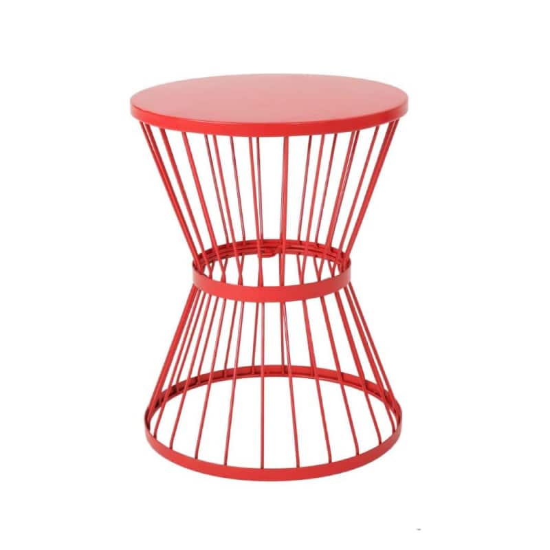 Lent Glitter Wood - WEATHER RESISTANT IRON SIDE TABLE - Red