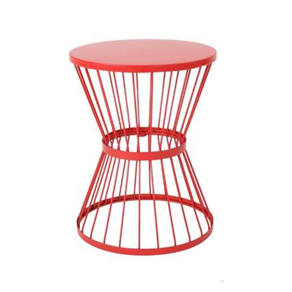 Front. Lent Glitter Wood - WEATHER RESISTANT IRON SIDE TABLE - Red.