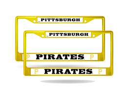 Rico Industries - Pittsburgh Pirates (Set of 2) Yellow Painted Chrome Metal License Plate Frames - Multi