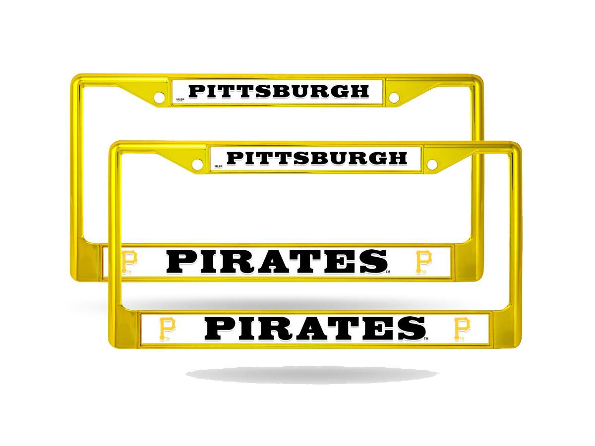 Pittsburgh Pirates (Set of 2) Yellow Painted Chrome Metal License Plate Frames