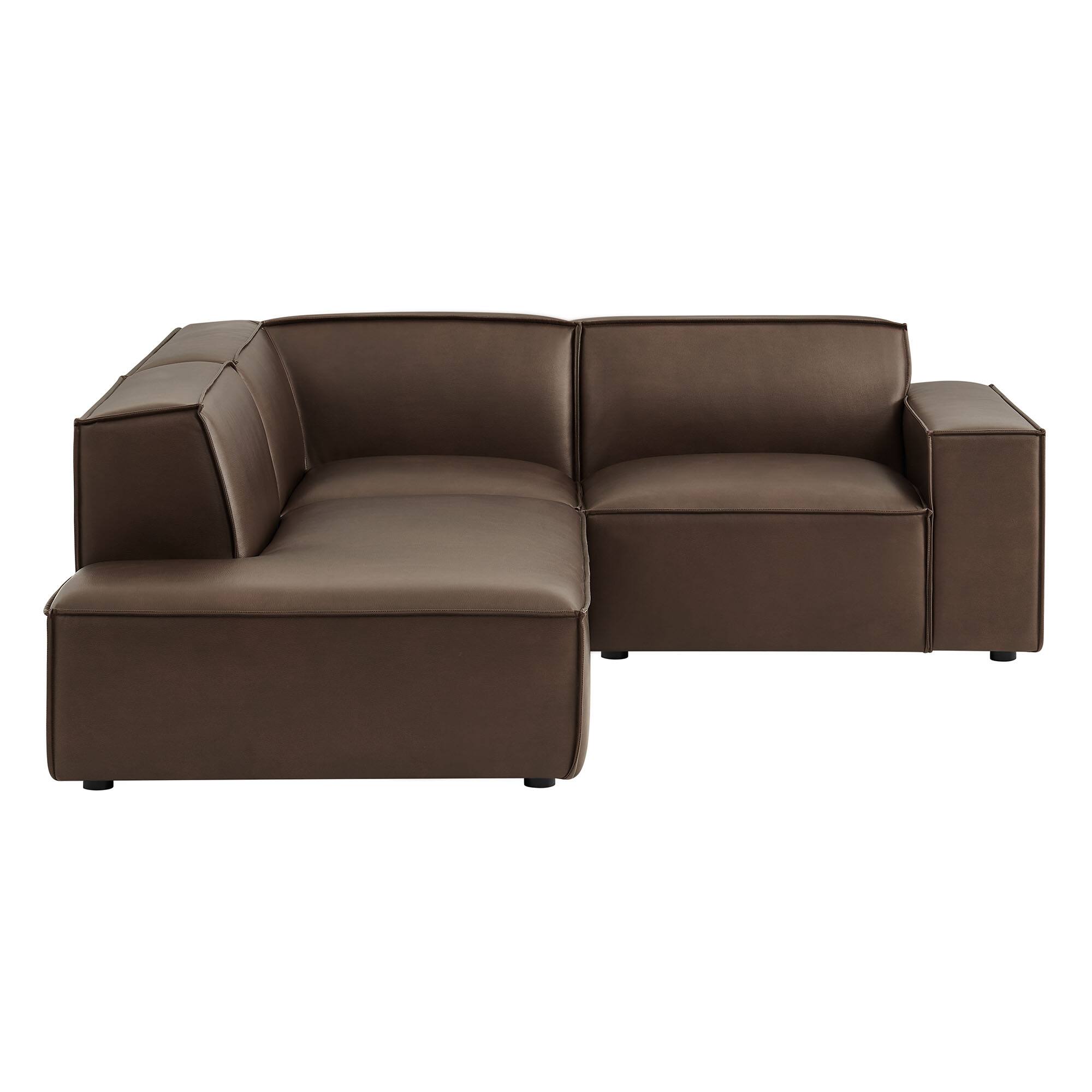 Alt View 5. Modway - Restore 3-Piece Vegan Leather Modular L-Shaped Sectional Sofa by Modway - Espresso.
