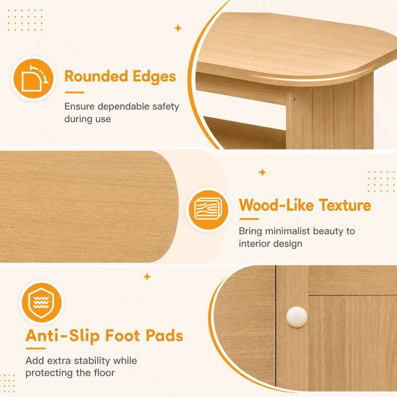Rounded Edges - Ensure dependable safety during use

Wood-Like Texture - Bring minimalist beauty to interior design

Anti-Slip Foot Pads - Add extra stability while protecting the floor