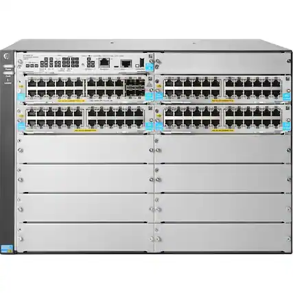 Front. HP - HPE 5412R 92GT PoE+/4SFP+ (No PSU) v3 zl2 Switch - 92 Ports - Manageable - Gigabit Ethernet, 10 Gigabit Ethernet - black.