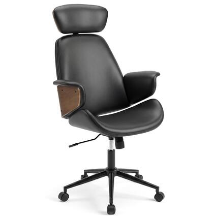 Front. WELLFOR - Ergonomic Office Chair with Headrest Adjustable Height for Home Office and Study - Black.