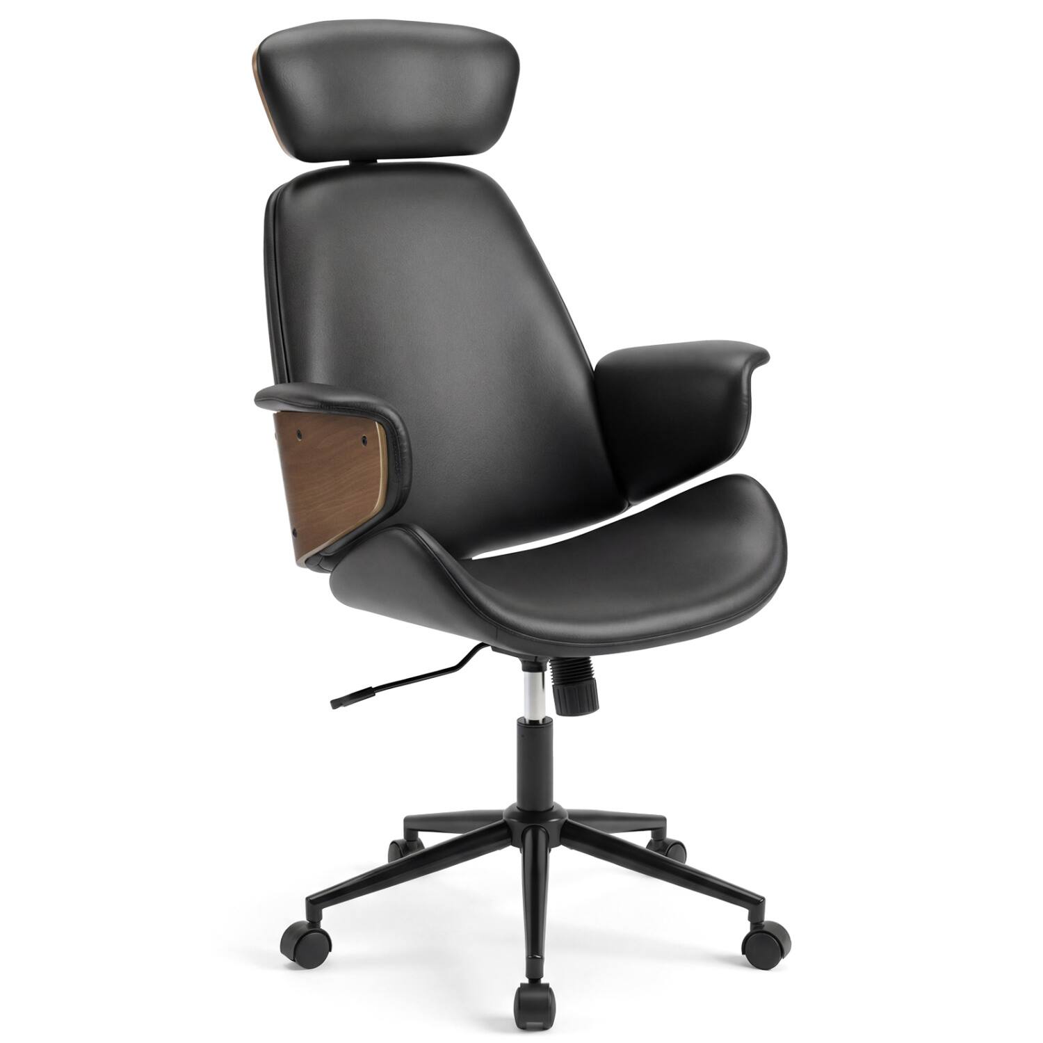 Front. WELLFOR - Ergonomic Office Chair with Headrest Adjustable Height for Home Office and Study - Black.
