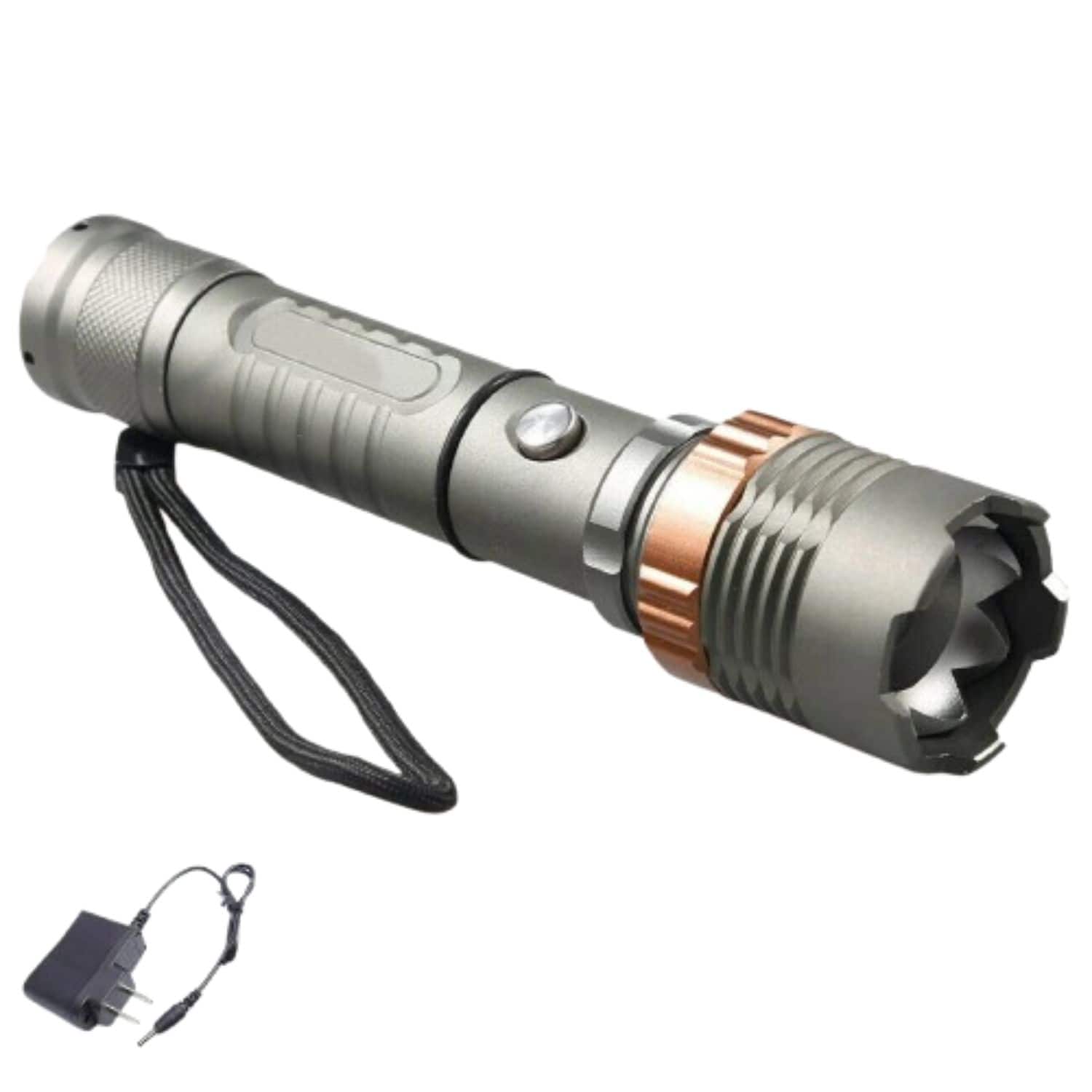 Front. Cluzine - Rechargeable LED Tactical Flashlight – Super Bright Police Torch with Adjustable Zoom Focus.