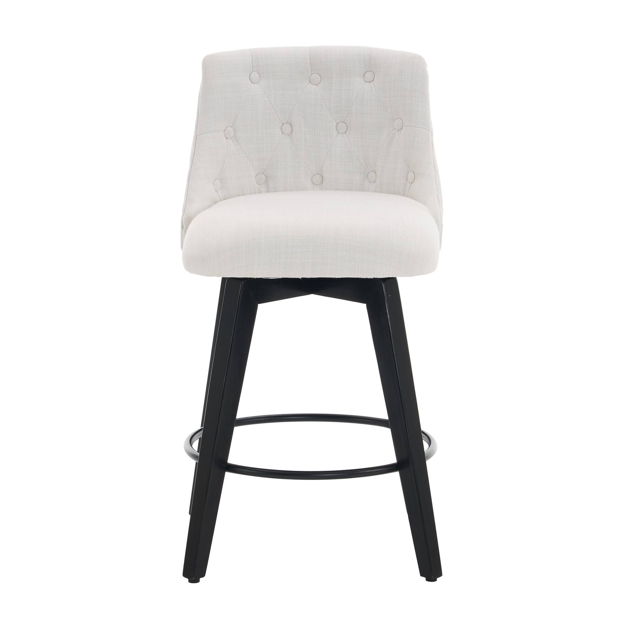 Alt View 5. APRILSOUL - 007-360 Swivel Bar Stools Set of 2 Modern 25 Counter Height StainResistant Button Tufted White - White.