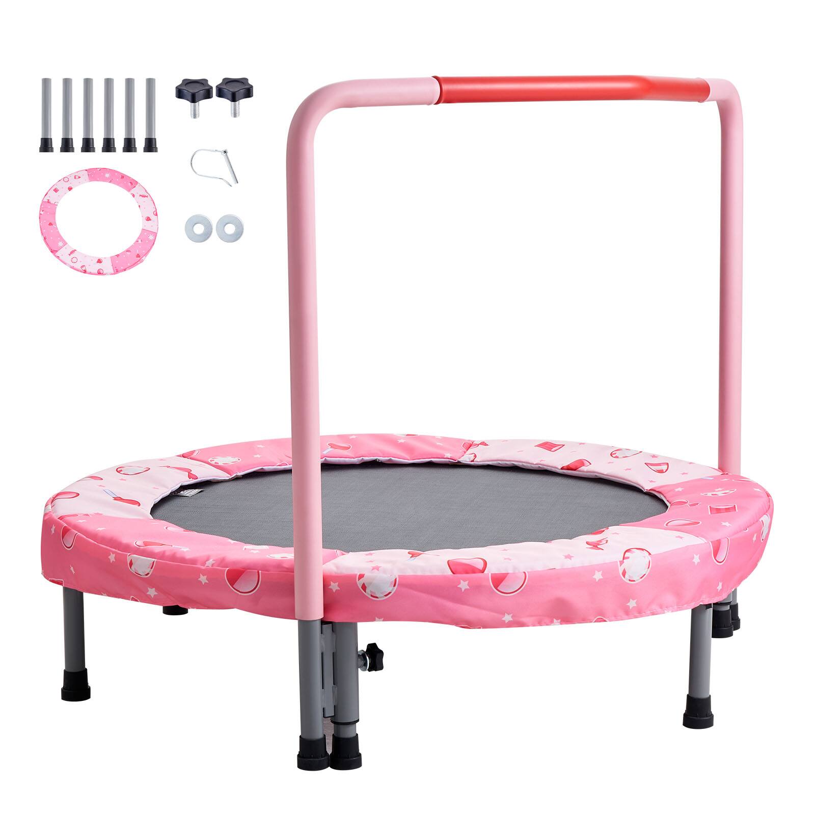 Alt View 5. VEVOR - 36" Kids Trampoline, 3FT Indoor Outdoor Trampoline, Foldable Mini Trampoline with Handle, Rebounder Trampoline - Pink.