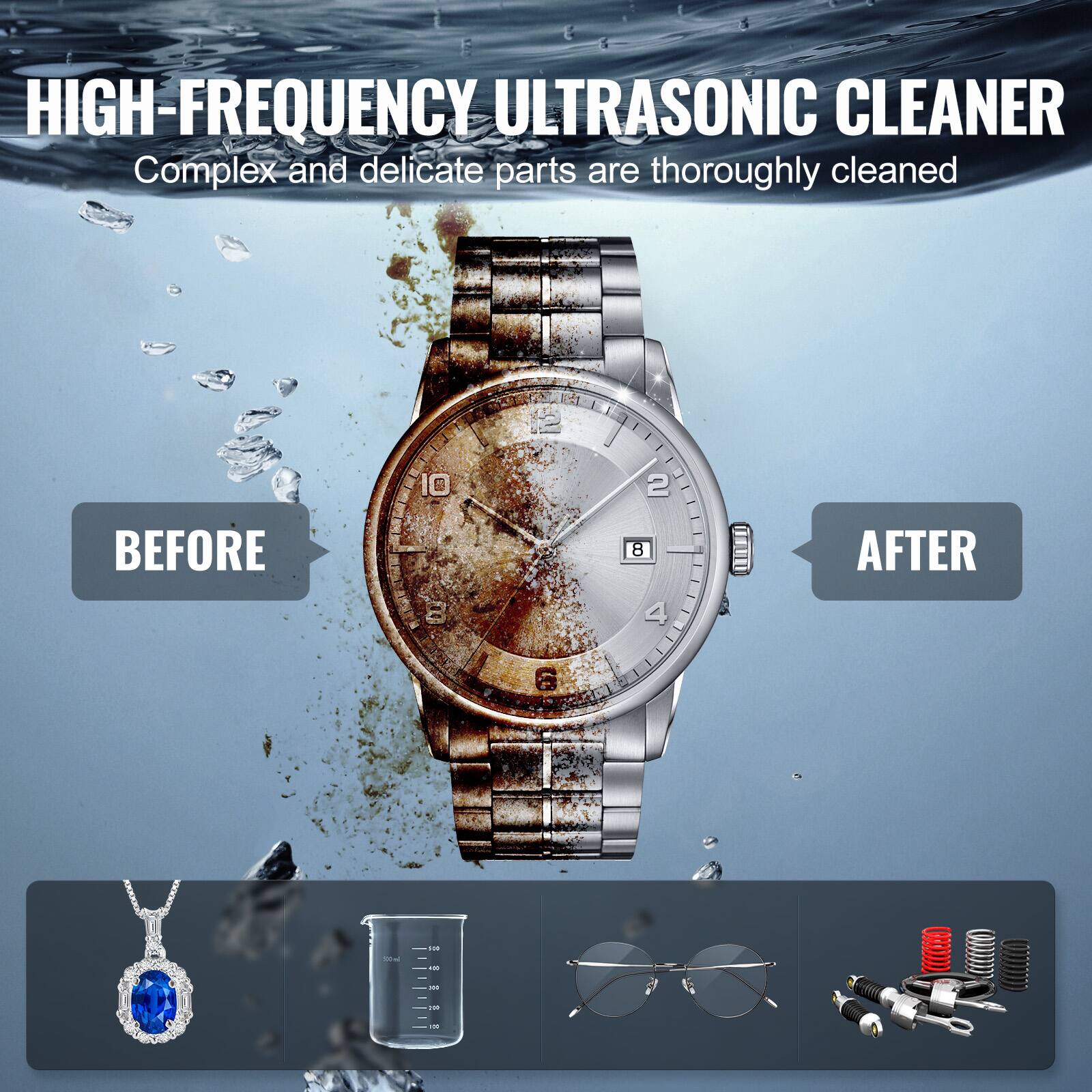 HIGH-FREQUENCY ULTRASONIC CLEANER Complex and delicate parts are thoroughly cleaned

BEFORE
AFTER