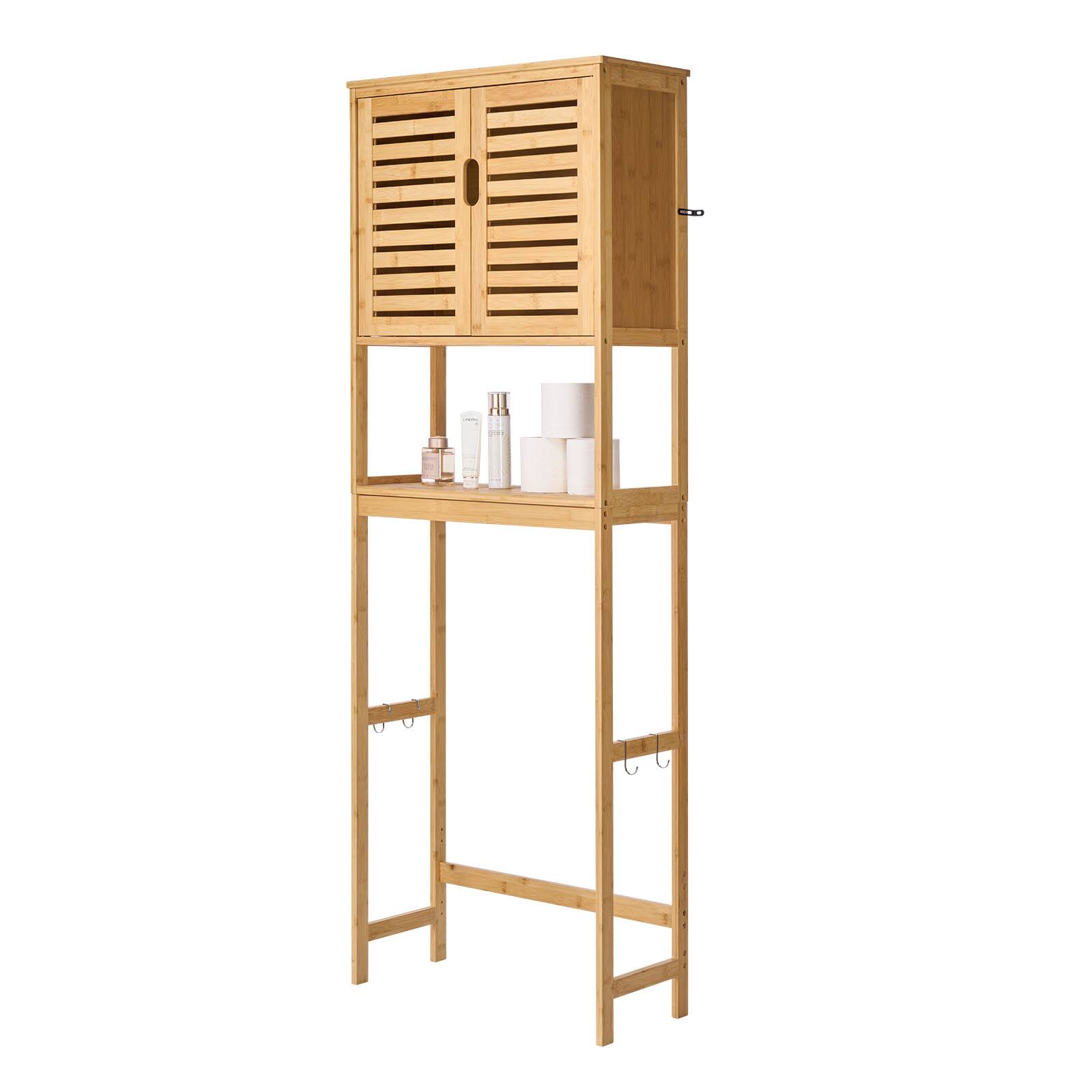 Alt View 5. VEVOR - Bamboo Over The Toilet Storage Cabinet, 68.9 in Height Bathroom Storage Organizer with Double Door - Wood.