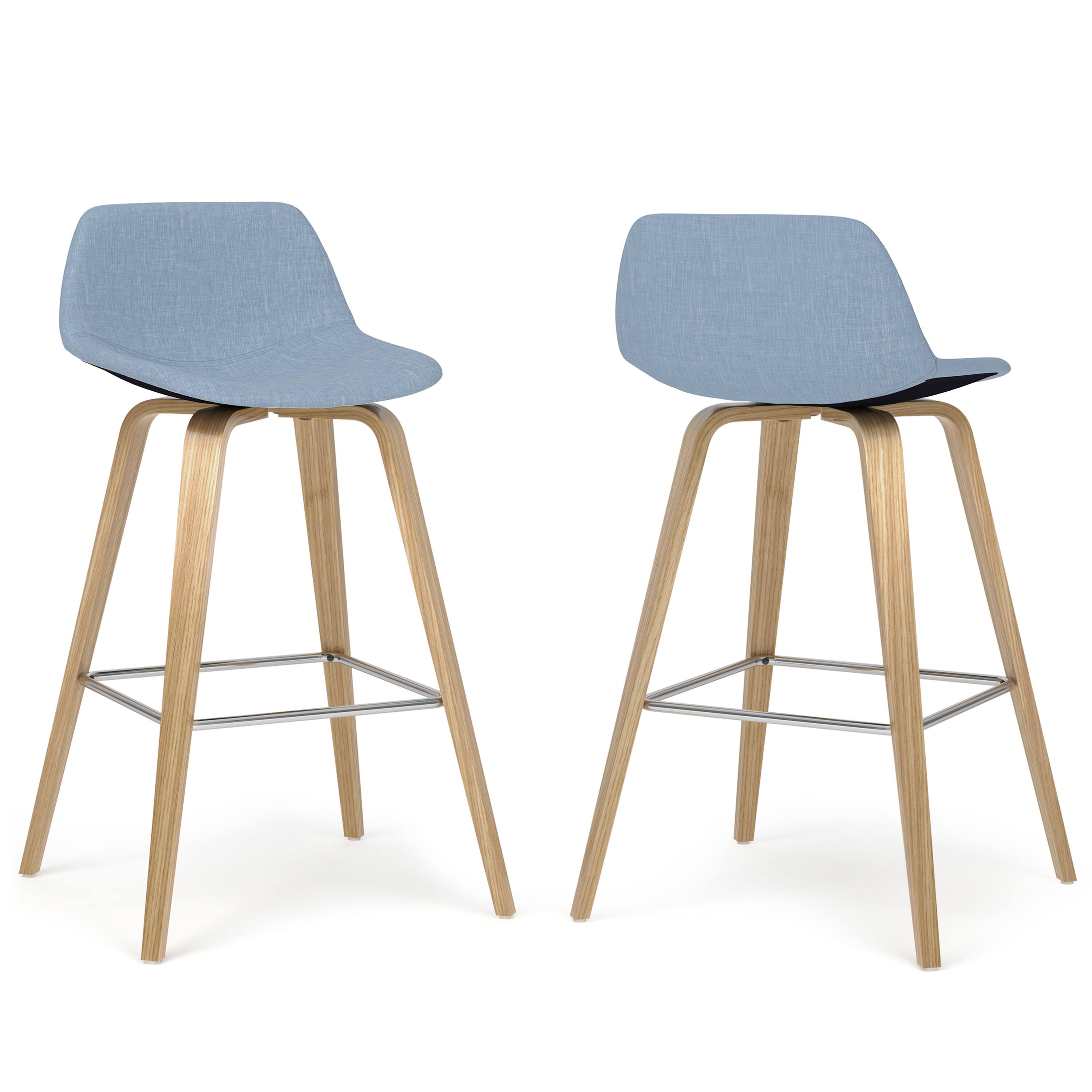 Angle. Simpli Home - Randolph Bentwood Counter Height Stool (Set of 2) - Denim Blue (Grey).