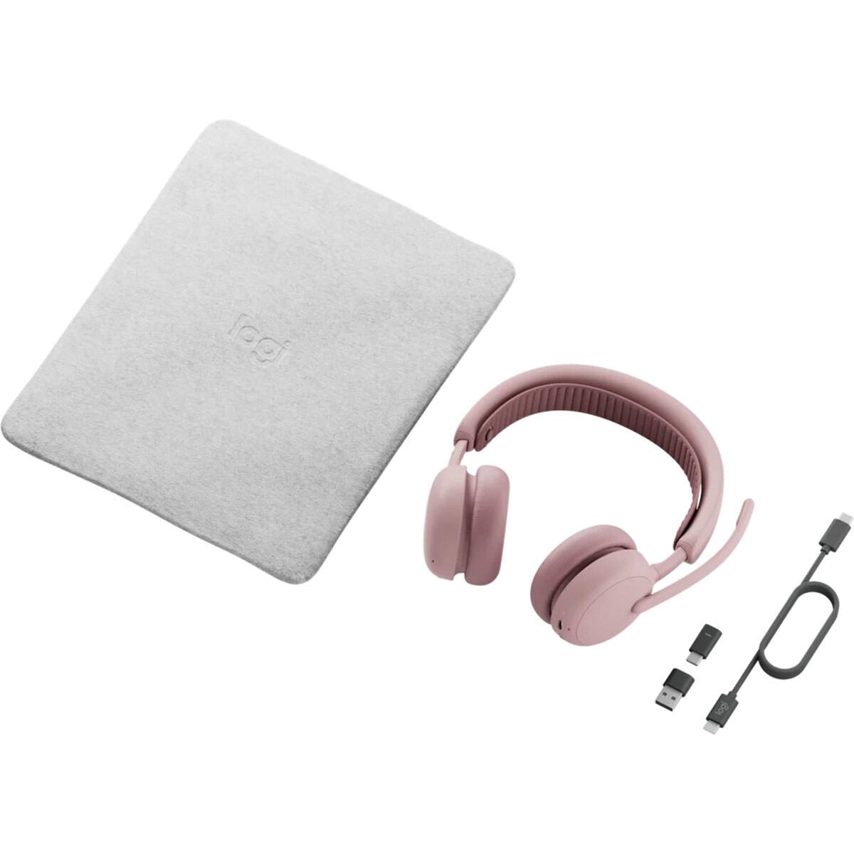 Alt View 5. Logitech - Logitech Zone Wireless 2 ES Active Noise Cancelling Closed-Back On-Ear Stereo Headset with USB-C Receiver for Business, - Rose.